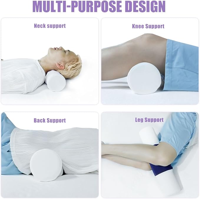 Menlo Park Cervical Neck Roll Memory Foam Pillow, Bolster Pillow, Round Neck Support Pillows for Sleeping,Comfy Cylinder Neck Roll Pillow for Pain Relief with Breathable Cooling Cover,17" L x 4" W