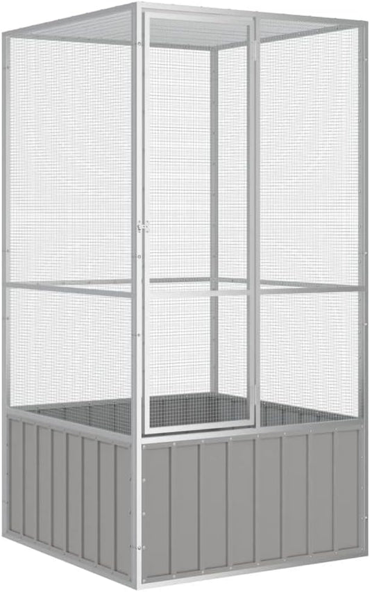 Steel Bird Cage, Large Flight King Bird Cage for Cockatiels African Grey Quaker Amazon Sun Parakeets Green Cheek Conures Pigeons Parrot Bird Cage Birdcage, Gray 43.7"x42.1"x83.3"