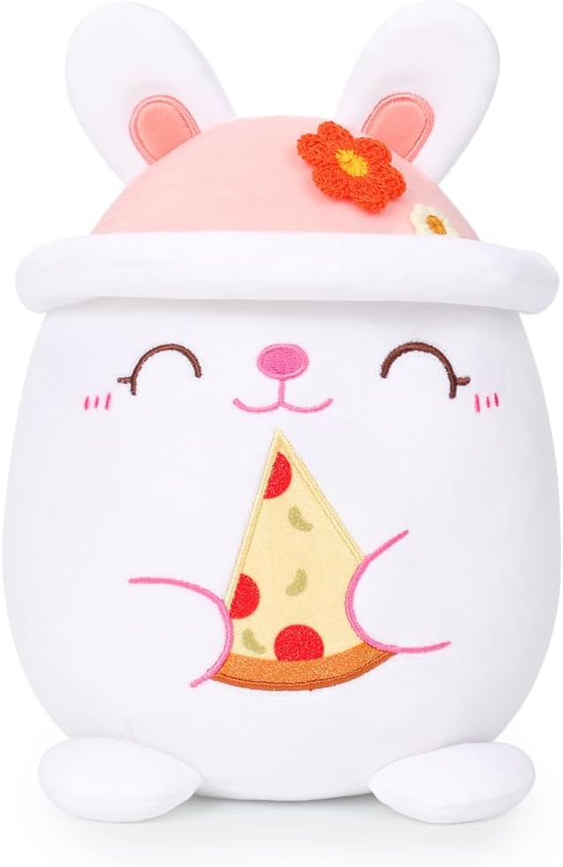 AIXINI Cute Rabbit Plush Pillow 8" Bunny Stuffed Animal, Soft Kawaii Rabbit Plushie with Hat Outfit Costume Gift