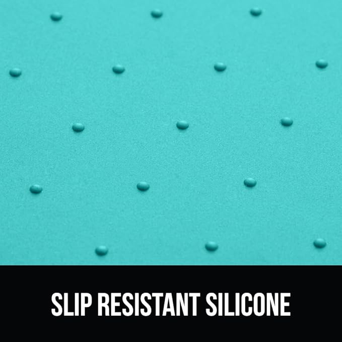 GORILLA GRIP 100% Waterproof Raised Edge BPA Free Silicone Pet Feeding Mat, Dog Cat Food Mats Contain Spills Protects Floors, Placemats for Cats and Dogs Water Bowl, Pets Accessories 23x15 Turquoise