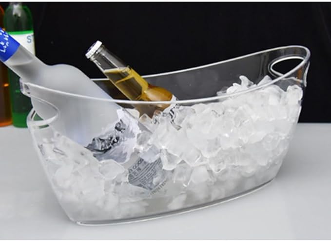 Ice Buckets for Parties, 5.5 Liter Large Clear Acrylic Food Grade Ice Bucket, Mimosa Bar Supplies Beverage Tub for Champagne Beer Sparkling Wine Cocktails, 16.9, Transparent, OUKEYI-100894