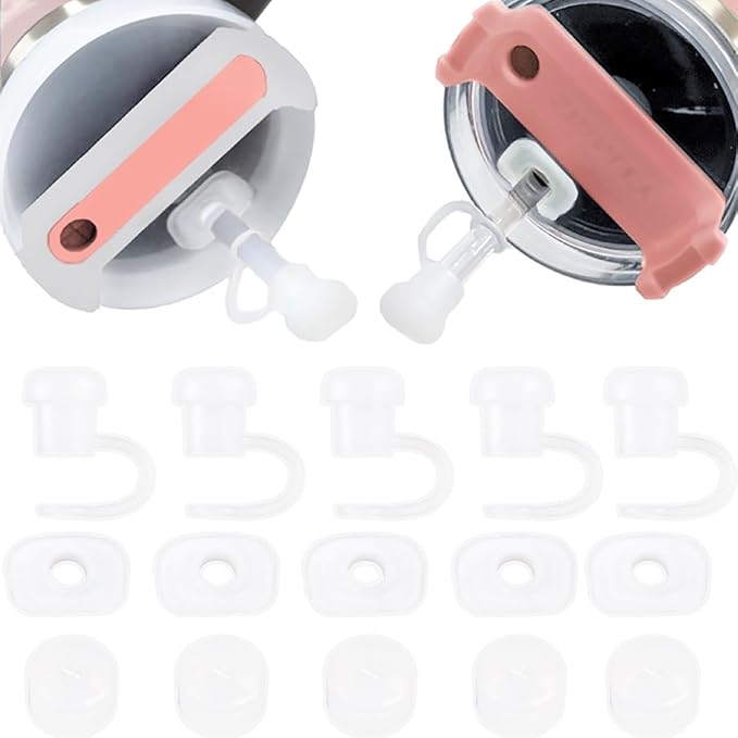 5 Set Spill Stopper for Stanley Cup 40oz/30oz/20oz/64oz, Leak Proof Accessories for Tumbler Quencher H2.0 & 1.0, Anti Leak Straw Cover Kit for Stanley