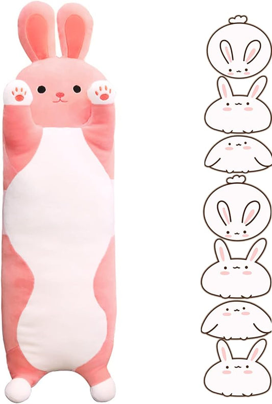 29.53" Bunny Plush Pillow - Cute Cartoon Sleeping Body Toy, Soft Stuffed Animal Easter Gift for Kids (Pink)
