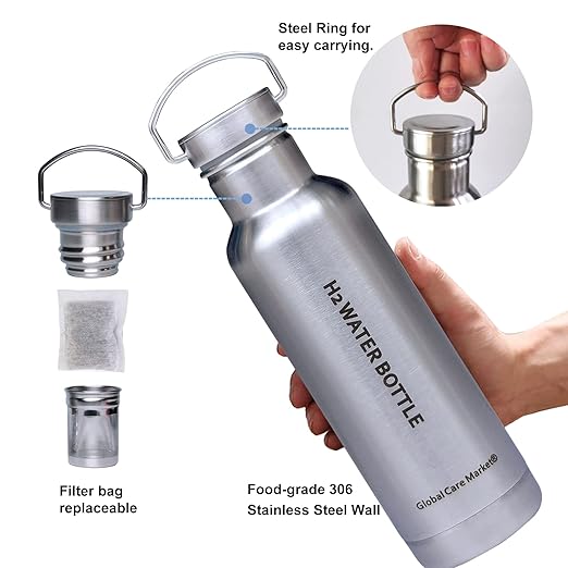 Hydrogen Water Bottle | Insulated Stainless Steel Alkaline Water Flask Energy Water Ionizer with Filter to Enhance Drinking Water