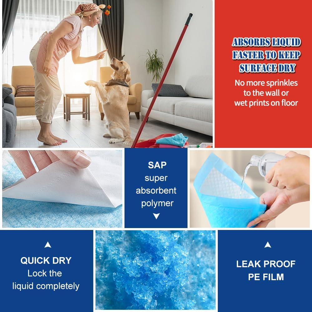 NEZO Dog and Puppy Premium Training Pads, Extra Large 34 x 46 inch - 90 Count Pee Pads with 6 Layer Leak-Proof and Super Absorbent