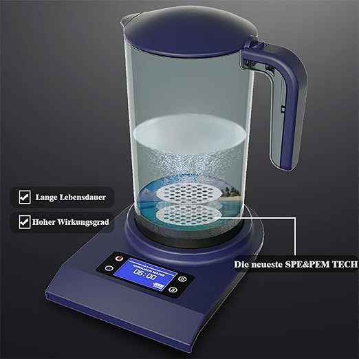 Hydrogen Alkaline Water Pitcher Maker Machine,Hydrogen Water Pitcher with SPE and PEM Technology, Make Hydrogen Content up to 800-1200 PPB 2000ml/70Oz