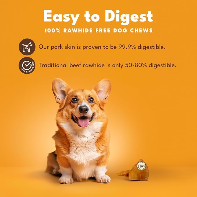 Pork Chomps Roasted Pork Skin Dog Chews, 5-inch Ear Shapes, 1.44 Ounce (Pack of 4)