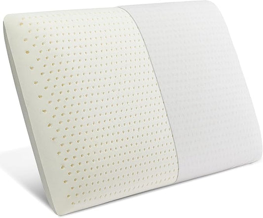 Latex Pillow, 100% Talalay Natural Latex Pillow, Soft Sleeping Bed Pillows with Cotton Cover, Standard Size, Perfect for side/back pain, stomach, neck, stress relief