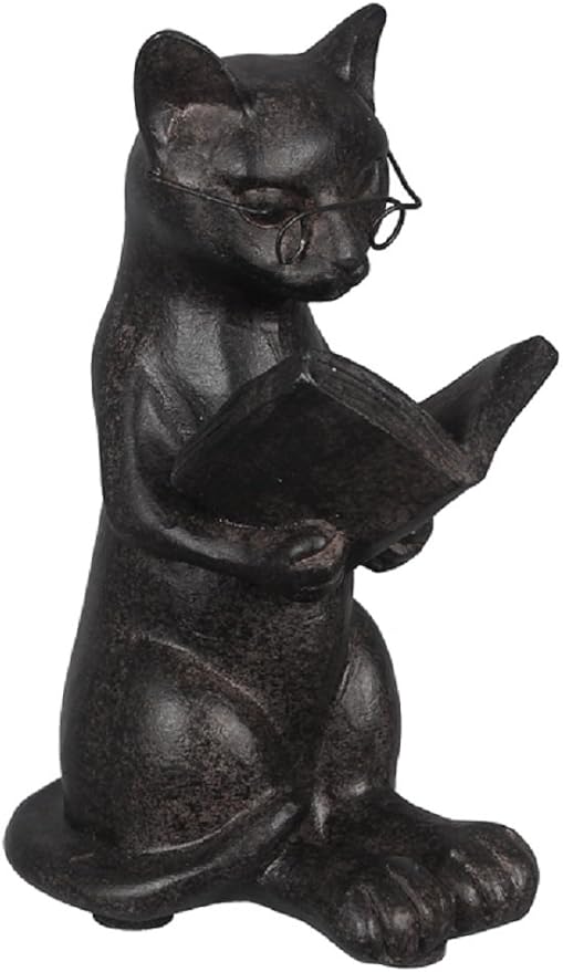 Young's Inc. Cat Figurine - Cute Cat Statue - Whimsical Cat Decor for Cat Lovers - Cat Collectibles and Meditation Decor - Cat with Eye Glasses - 4'' L X 3'' W X 5'' H