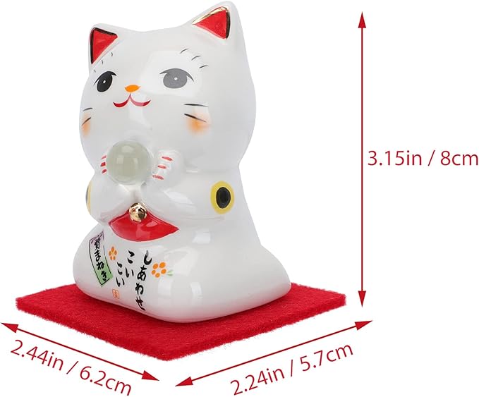 PRETYZOOM Cupcake Toppers Japanese Lucky Cat Figurine Ceramic Fortune Cat Beckoning Maneki Statue Collectible Figures Feng Shui Tabletop Animal Sculpture for Business Opening Wealth Cat Decor