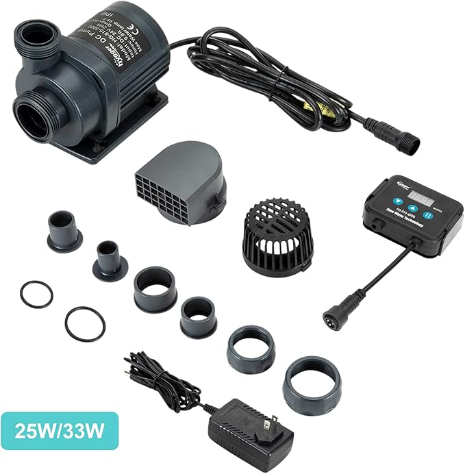 hygger 1060GPH Quiet Submersible and External 24V Water Pump, with Controller (30%-100% Settings), Powerful Return Pump for Fish Tanks, Aquariums, Ponds, Fountains, Sump, Hydroponics (33W, 13.1ft)
