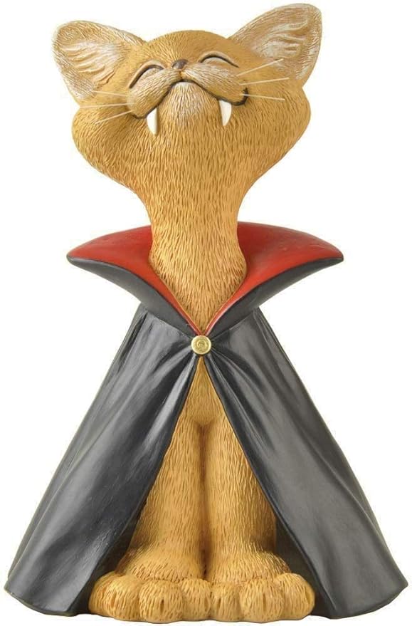 Holiday Stocking Stuffer - Whimsical Orange Cat Vampire Figurine - Cat Home Office Decoration - Gifts for Cat Lovers, Purrfect