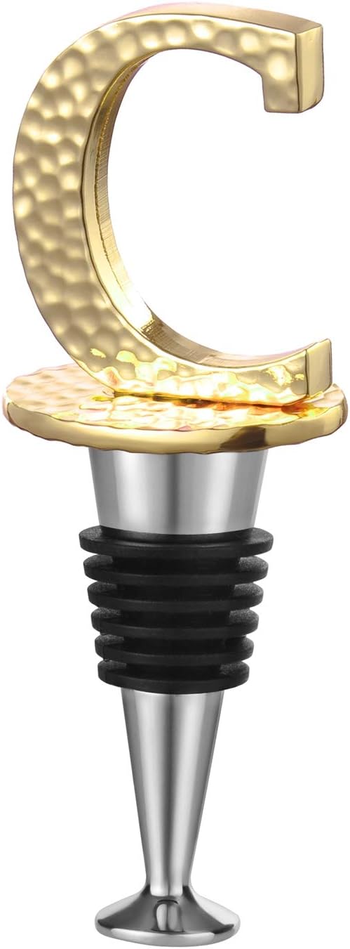 Miicol Wine Stopper, Prosecco Stopper, Wine Bottle Stopper, Personalised Champagne Stopper, Gold Wine Accessories, Wine Lovers Gift, Monogram Gift, Letter C