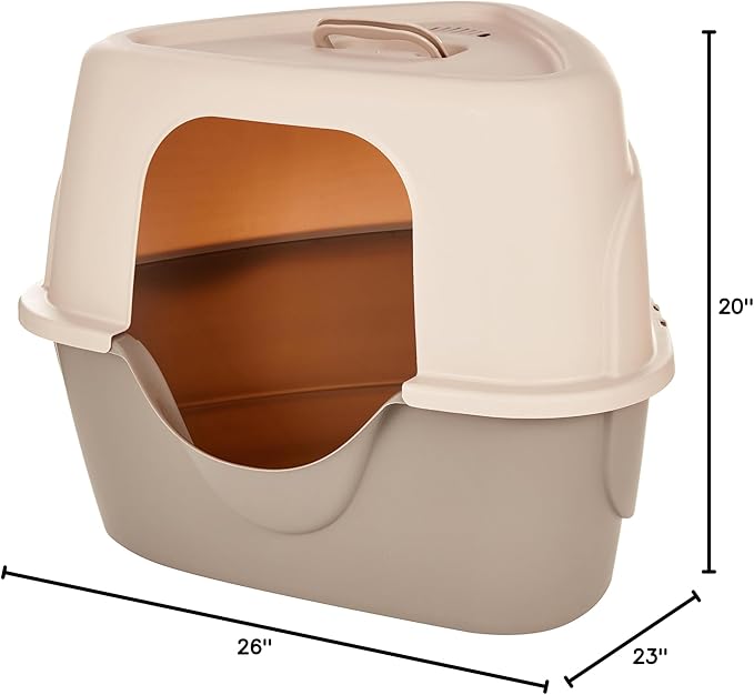 Amazon Basics Cat Litter Box with Lid, No-Mess, Standard, unisex, Charcoal, 26 in x 23 in x 20 in