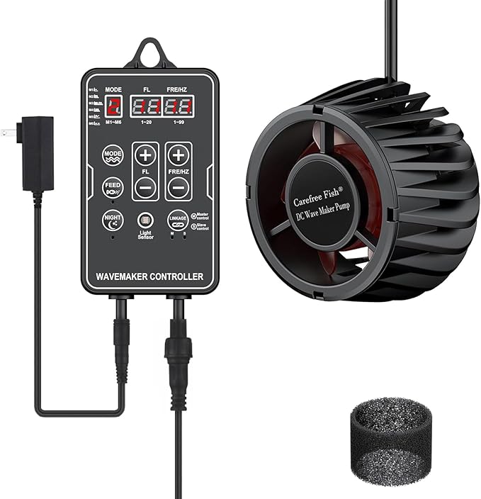 Carefree Fish Magnetic Aquarium Wave Maker Quiet and Powerful DC 24V Powerhead with Digital Led Display Controller Submersible Water Inverter Circulation Pump for Freshwater and Saltwater