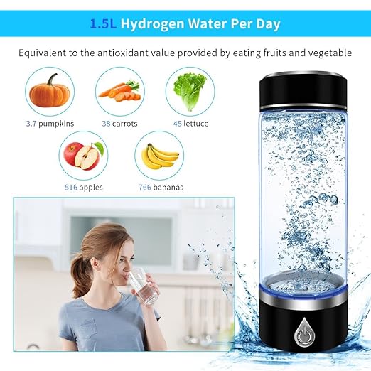 Hydrogen Water Bottle, Portable Hydrogen Water Bottle Generator and Well-being, Refine Water in 3 Minutes, Convenient for The Workplace, Day Travel, and Drinking, Gift for Your Beloved. (Black)