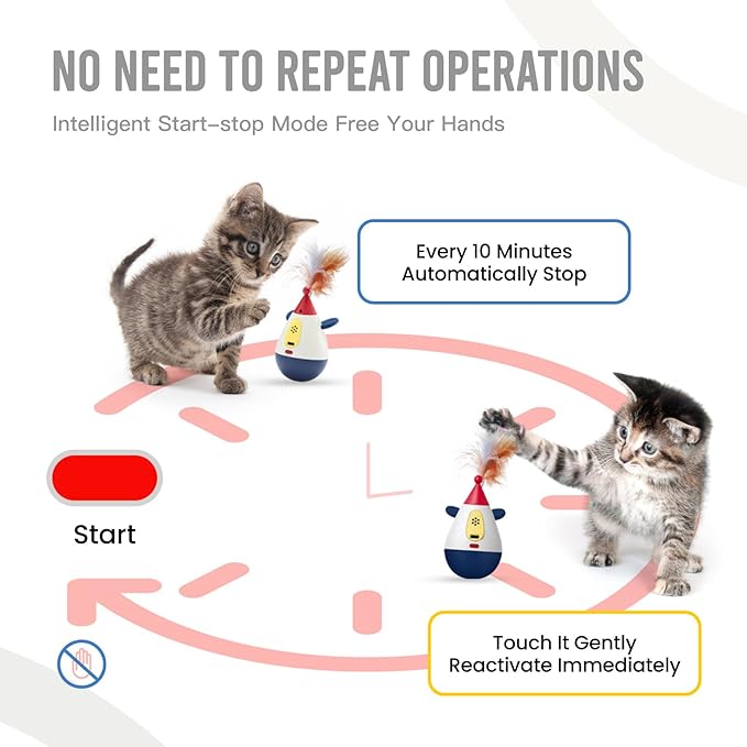 Laser Cat Toys for Indoor Cats, Automatic Interactive Cat Toy, Rechargeable 360° Auto-Spin Self-Balancing Laser Pointer with Catnip Hole & Feather, 3-Speed Random Trajectories for Bored Cats