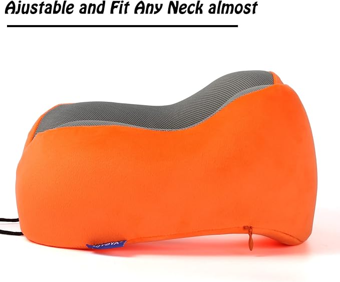 GOTDYA Travel Pillow,Travel Neck Pillows for Sleeping,100% Pure Memory Foam Soft Comfort & Support Pillow for Airplane/Car/Office&Home Rest Use-Orange