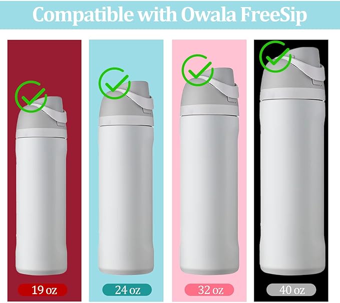 4Pcs Replacement Stopper Compatible with Owala FreeSip 19/24/32/40oz, Silicone Bottle Top Lid Stopper for Owala Free Sip 24 Oz, Replacement Parts for Owala Water Bottle,Blue