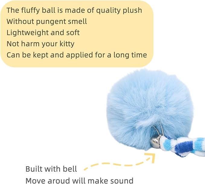 3Pcs Cat Spring Toys with Ball Hanging Kitten Toys Pets Interactive Toy Cat Ball Toys with Bell Long Tail Elastic Soft Plush Cat Toys for Indoor Kitten and Cats (yellowbluegreen, 3pcs)