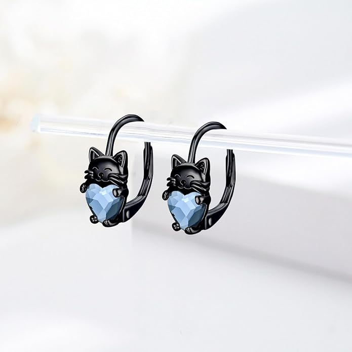 925 Sterling Silver Cat Earrings Cute Animal Kitten Stud Earrings cat Jewelry Gifts for Women Girls Hypoallergenic Earrings for Sensitive Ears