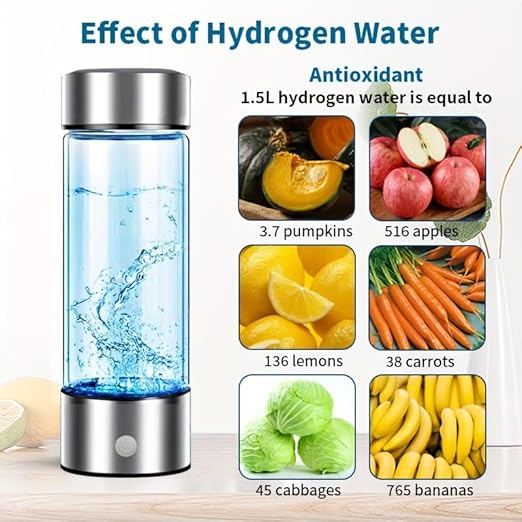 Hydrogen Water Bottle, Hydrogen Water Bottle Generator,3Min Quick Electrolysis,Can Produce A High Concentration of 1600 PPB Hydrogen, Suitable for Family Travel Back to School Supplies (Silver)