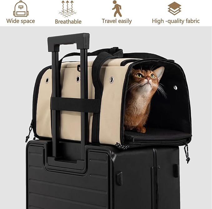 Pet Carrier Bag, Foldable Cat Bag Airline Approved, Soft-Sided Cat Travel Bag, Washable Dog Carrier Privacy Protection for Home Outdoor Travel(S, Grey)