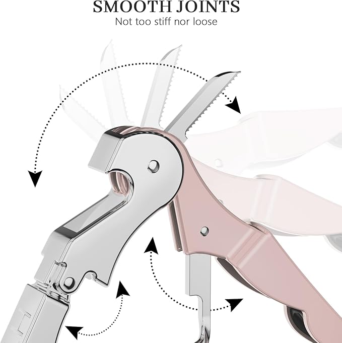 HYZ 2-Pack Wine Opener Waiter Corkscrew, Professional Wine Key for Servers, Bartender with Foil Cutter, Manual Wine Bottle Opener Double Hinged (Dark Pink)