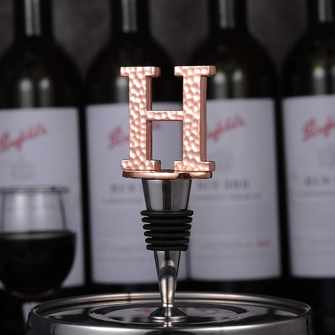 Miicol Wine Stopper, Prosecco Stopper, Wine Bottle Stopper, Personalised Champagne Stopper, Rose Gold Wine Accessories, Wine Lovers Gift, Monogram Gift, Letter H