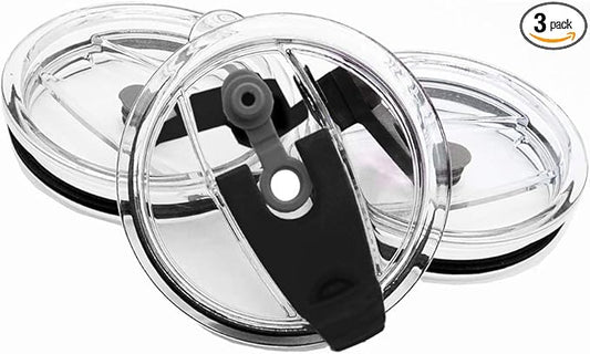 3 Packs Lids for 20oz Tumblers, CNYMANY Spill-proof Splash Resistant Straw-friendly Cover for Old Style Rtic, Ozark Trail 20 oz. Cups - Black