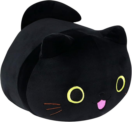 Pineapple Black Cat Plush Toy, Soft Cat Pillow Squishy Plushies, Cute Black Cat Stuffed Animals, Stuffed Cat Plushie, Stuffy Kawaii Plush Toys for Girls, Boys, Kids (10 Inch)