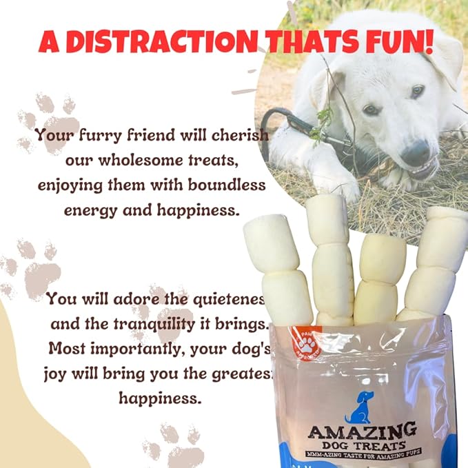 Amazing Dog Treats - Beef Cheek Rolls (6 Inch Regular - 4 Pcs) - No Hide - Safe Rawhide Alternative Dog Chew - Great for Power Chewers - Long Lasting Dog Chew - No Splinters - Retriever Rolls For Dogs