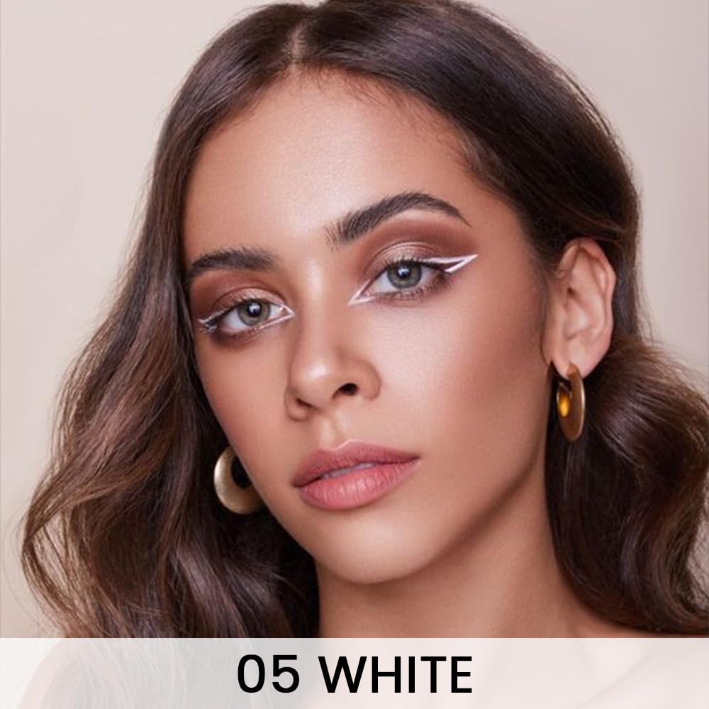 evpct 1Pcs White Gel Eyeliner Pencil Eye Black Face Paint Stick Makeup Set Waterproof Matte Cream Crayon Eyeliner Pencil Set Cat Eye Liners Eyeshadow Guide delineador de ojos contra el agua