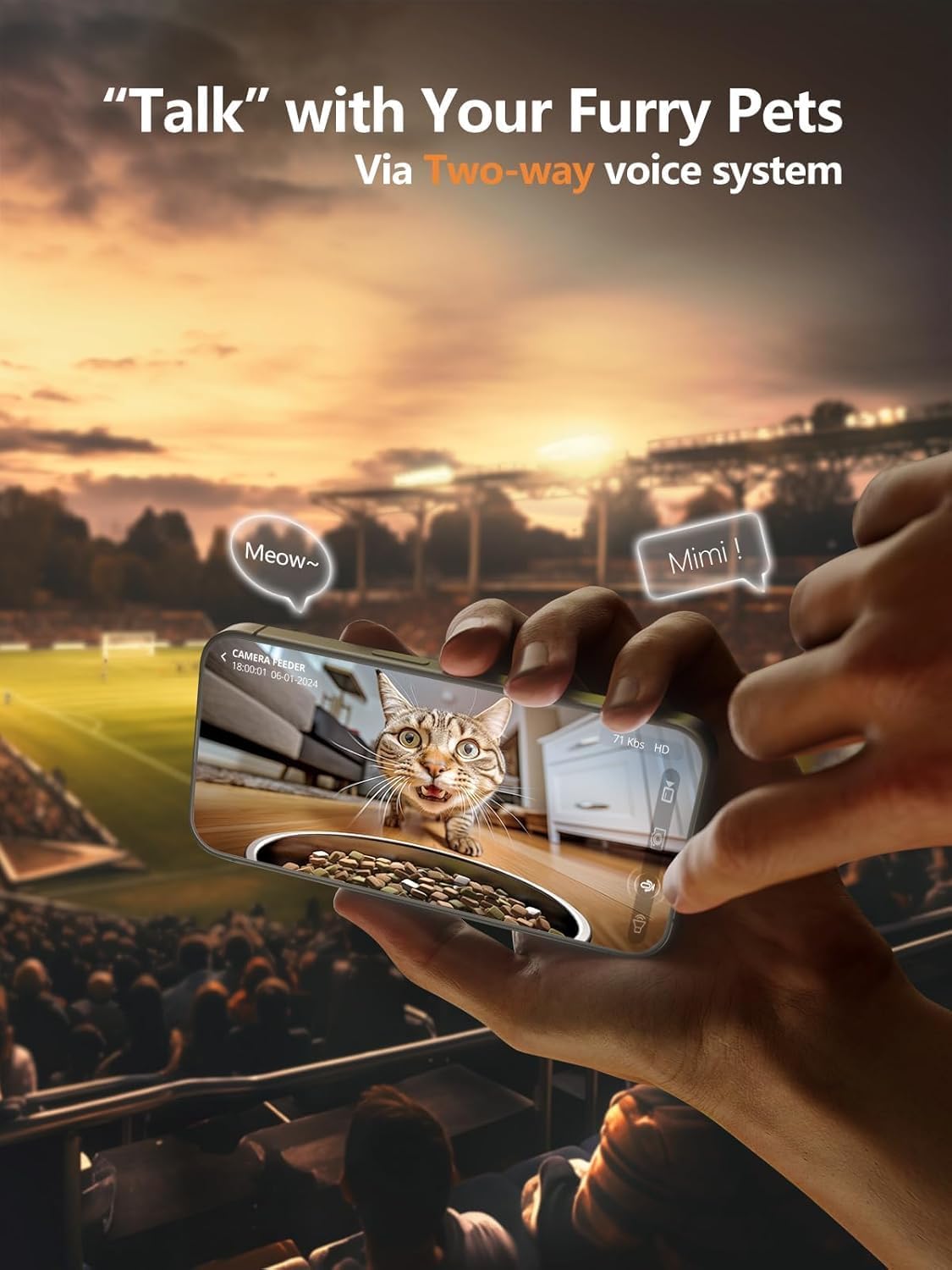 Automatic Cat Feeder with Camera - 5G WiFi Auto Cat Food Dispenser, 1080P HD Video with Night Vision, 1-15 Meals, 1-99 Portions, 2-Way Audio, Keeps Food Fresh, 4L Timed Pet Feeder Also for Dogs