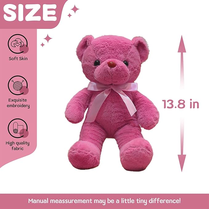 Teddy Bear Stuffed Animals 13.4" Soft Cuddly Stuffed Teddy Bear Plush Red Cute Plush Toys for Birthday Valentine’s Day Wedding Graduation Party