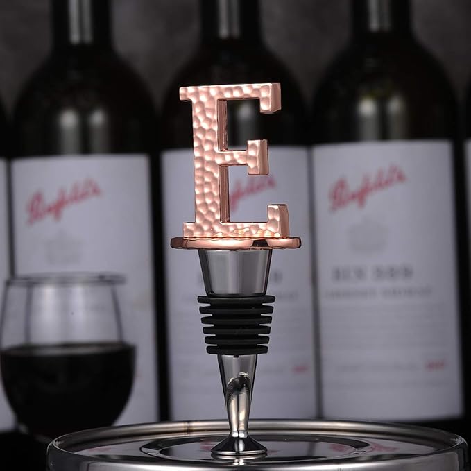 Miicol Wine Stopper, Prosecco Stopper, Wine Bottle Stopper, Personalised Champagne Stopper, Rose Gold Wine Accessories, Wine Lovers Gift, Monogram Gift, Letter E