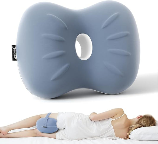 Knee Pillow for Side Sleepers - Memory Foam Pillow Leg Pillow for Side Sleeping - Cooling Knee Pillow for Side Sleepers Hip Pain - Travel Size Side Sleeper Leg Pillow for Relaxing (Blue)