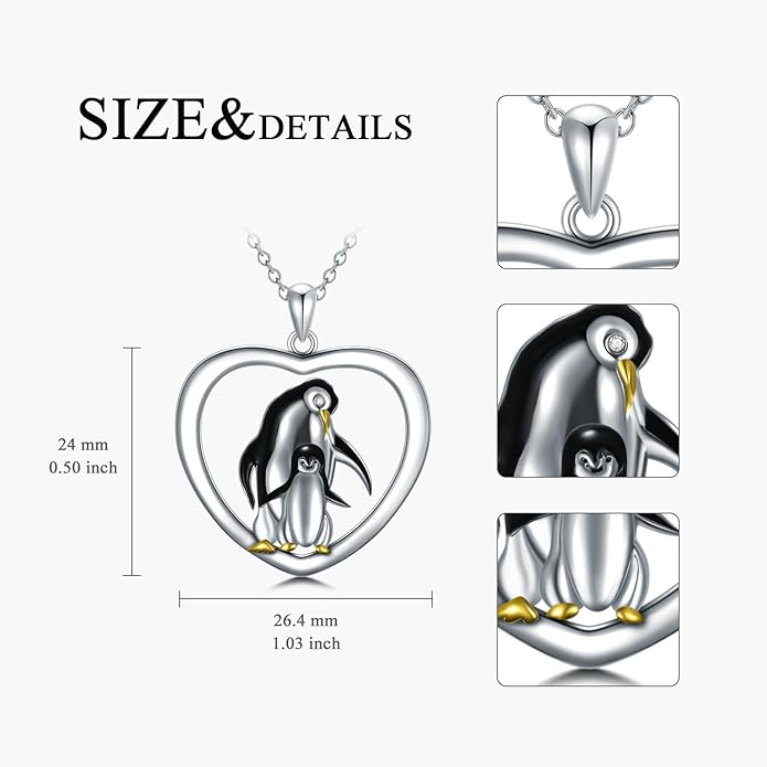 925 Sterling Silver Lab Grown Diamond Animal Necklace Cat/Bear/Bee/Dolphin/Dragonfly/Horse/Hummingbird/Koala/Parrot/Penguin/Pigeon/Sea Turtle/Starfish Lab Grown Diamond Necklace Gift for Women