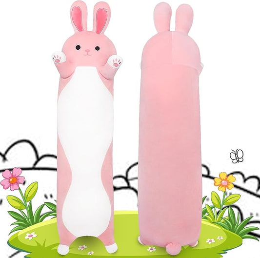 Long Rabbit Plush Pillow,35.5" Large Bunny Stuffed Animal,Weighted Bunny Plush,Cuddly Sleeping Hugging Pillows, Soft Giant Body Pillow,Beloved Plush Toy Gift at Birthday Easter