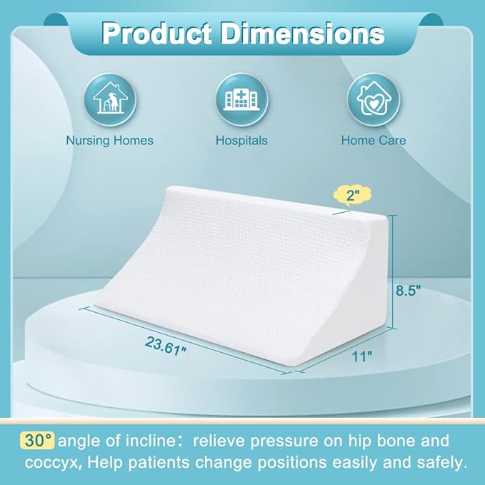 Medical Wedge for Bed Positioning Triangle Pillow for Back Support Bedsore Pressure Relief Wedges Side Sleeper Body Positioners Orthopedic Incline Pillow Bedridden Elderly Patient Ankle Bolster