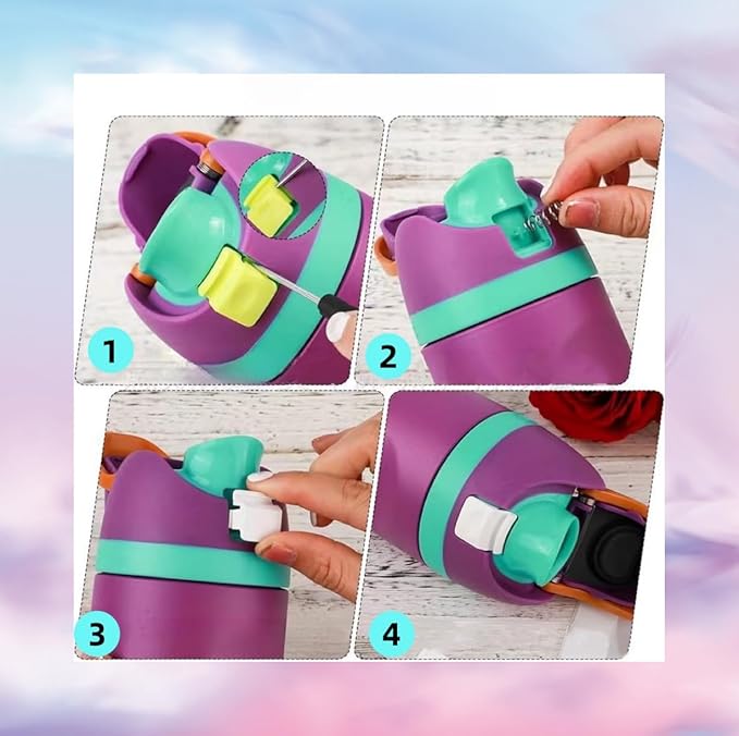 4pcs Replacement Stopper & Button Compatible with Owala FreeSip, Water Bottle Top Lid Replacement Parts for Owala 19/24/32/40oz BPA-Free Seal Bottle Cap Mouth Stopper Gasket Silicone Plug Accessories