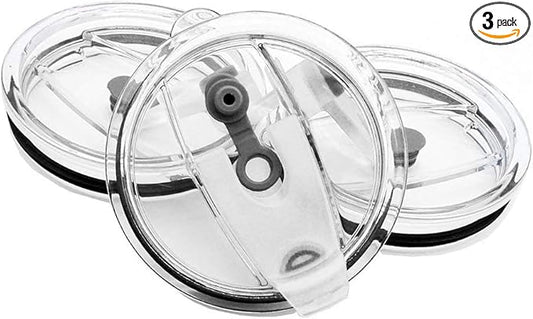 3 Packs Lids for 20oz Tumblers, CNYMANY Spill-proof Splash Resistant Straw-friendly Cover for Old Style Rtic, Ozark Trail 20 oz. Cups - Gray