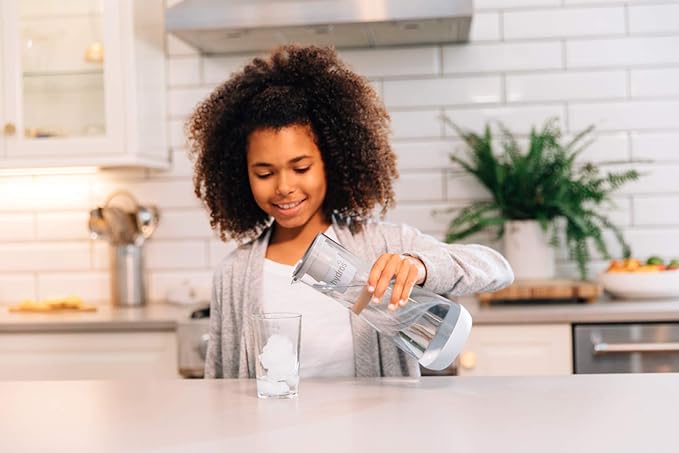 Hydros Water Filter Pitcher, 40 oz Slim Design, Patented Fast Flo Tech, Dishwasher Safe, Fills in Just 40 Seconds, BPA Free, 5 Cup Capacity, Grey
