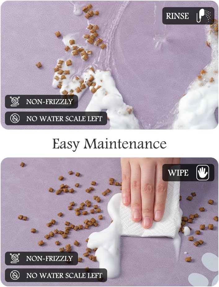 Pet Feeding Mat-Absorbent Dog Mat for Food and Water Bowl-No Stains Quick Dry Water Dispenser Mat-Dog Accessories Pet Supplies-Bowl for Messy Drinkers（Purple,23"x34"