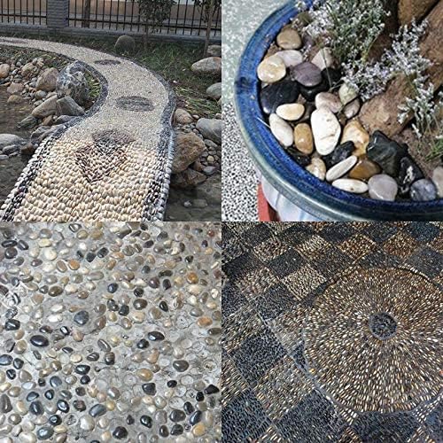 [18 Pounds] Pebbles Aquarium Gravel River Rock, Natural Polished Decorative Gravel,Garden Ornamental River Pebbles Rocks, Mixed Color Fish Tank Stones，Polished Gravel for Landscaping (Multicolor)
