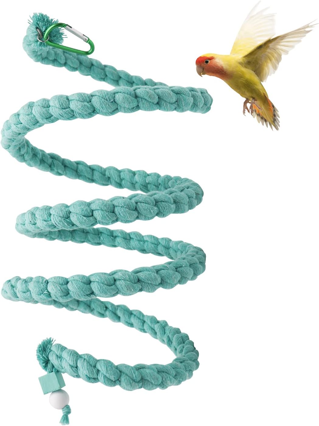 Dnoifne Bird Spiral Rope Perch, Blue Cotton Rope Perch for Parrot, Parakeet, Budgie, Lovebird, Cockatiel