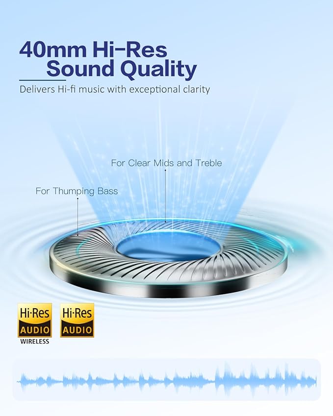 iDiskk E11 Hybrid Active Noise Cancelling Headphones, Wireless Bluetooth Headphones, with Microphone Deep Bass, 60H Playtime,Hi-Res Audio Wireless Headsets for Flight Trips,Studying (Green Stripe)