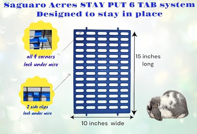 Saguaro Acres Rabbit and Small Animal Cage Resting Mat for Wire Floored Cages 2 Pack (Blue & Gray)