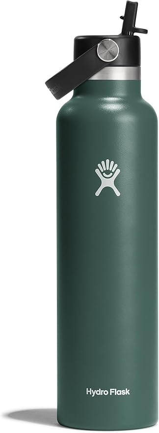 Hydro Flask 24 Oz Stainless Steel Standard Mouth Water Bottle with Flex Straw Cap and Double-Wall Vacuum Insulation