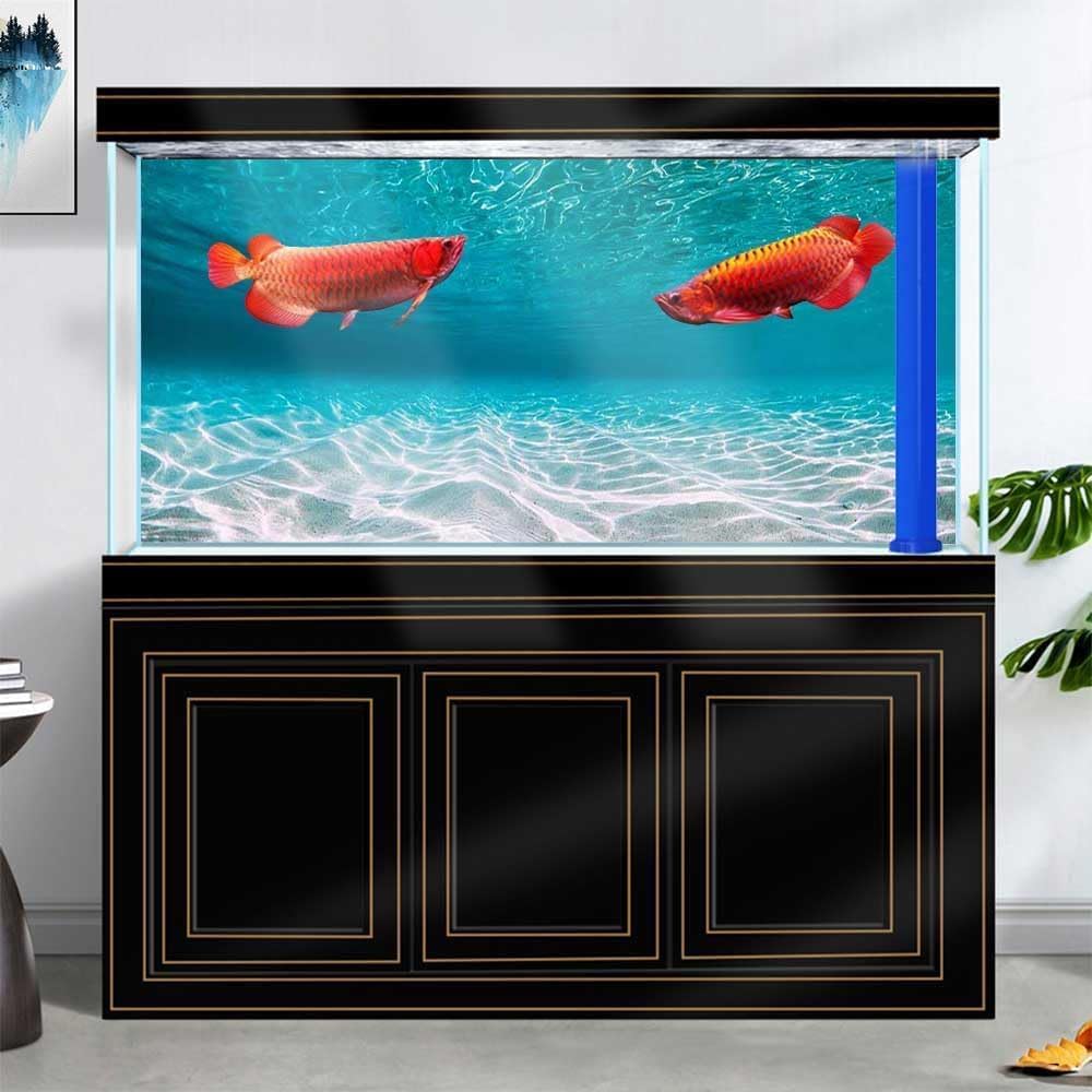 72X16IN Natural Undersea Aquarium Background, Undersea Beach Fish Tank Background, with 8 EVA Double-Sided Tape
